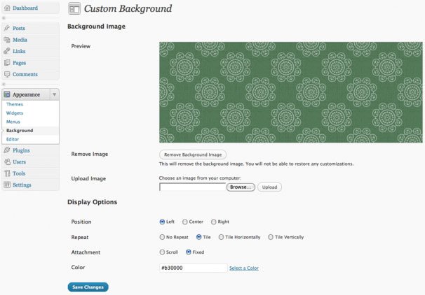 custom background wordpress thesis