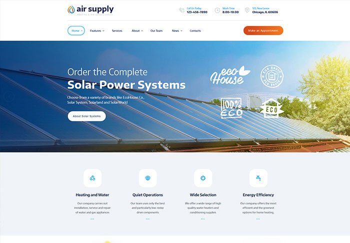 Air Supply | Conditioning Company and Heating Services WordPress Theme + RTL