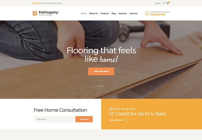 Mahogany | Flooring Company WordPress Theme