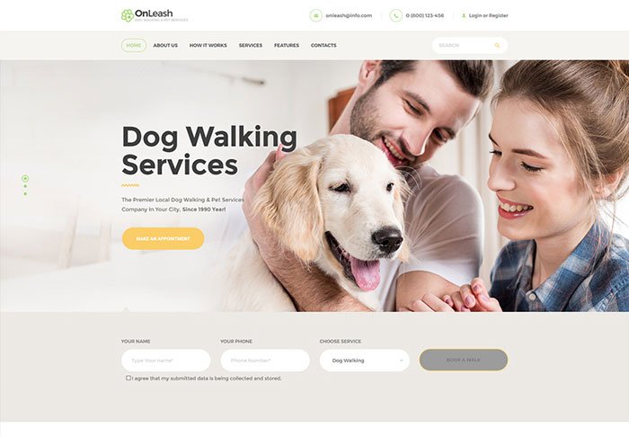 OnLeash | Dog Walking & Pet Services WordPress Theme