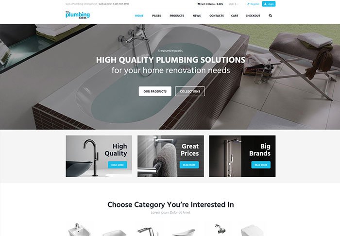 Plumbing and Building Parts, Tools & Accessories Store WordPress Theme